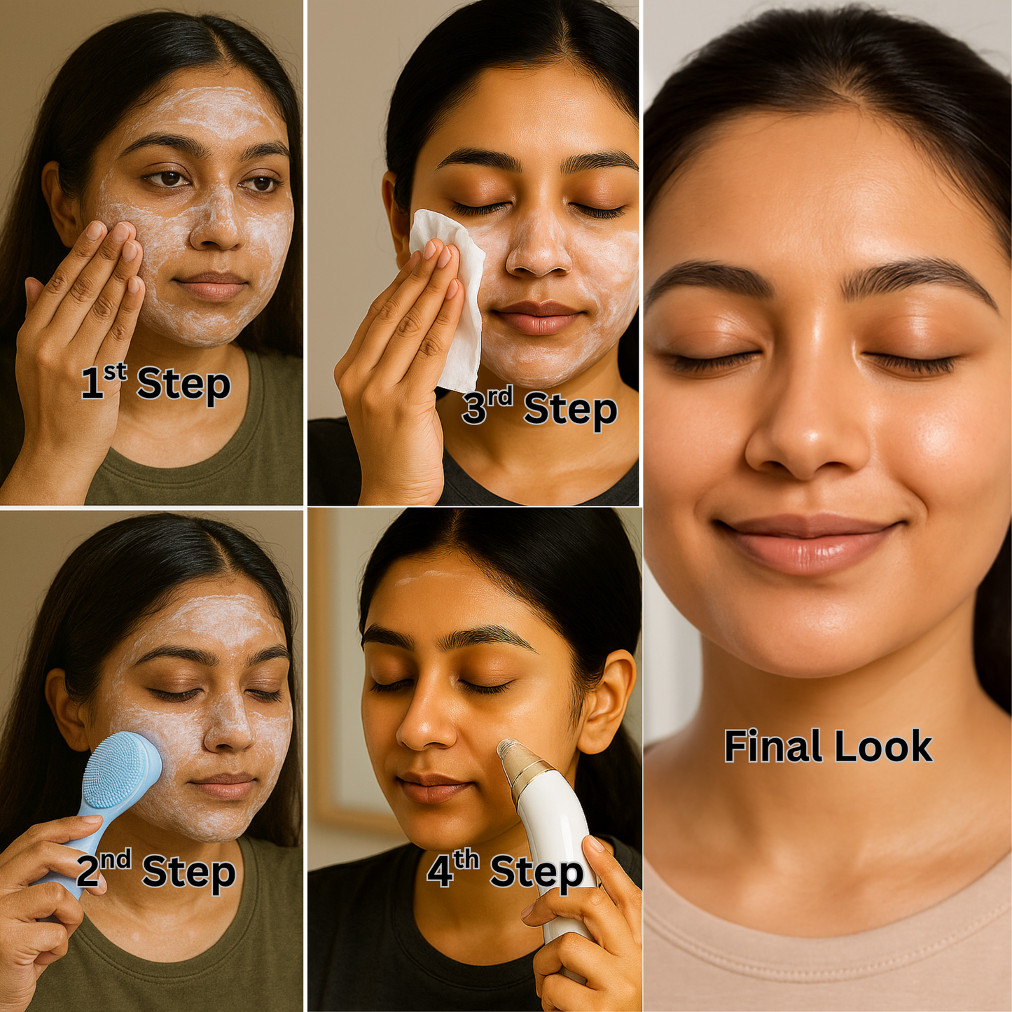 "GlowBoost™ 3-Step Skincare Kit – Deep Pore Cleanser cream + Vacuum Suction + Soft Scrub Brush"