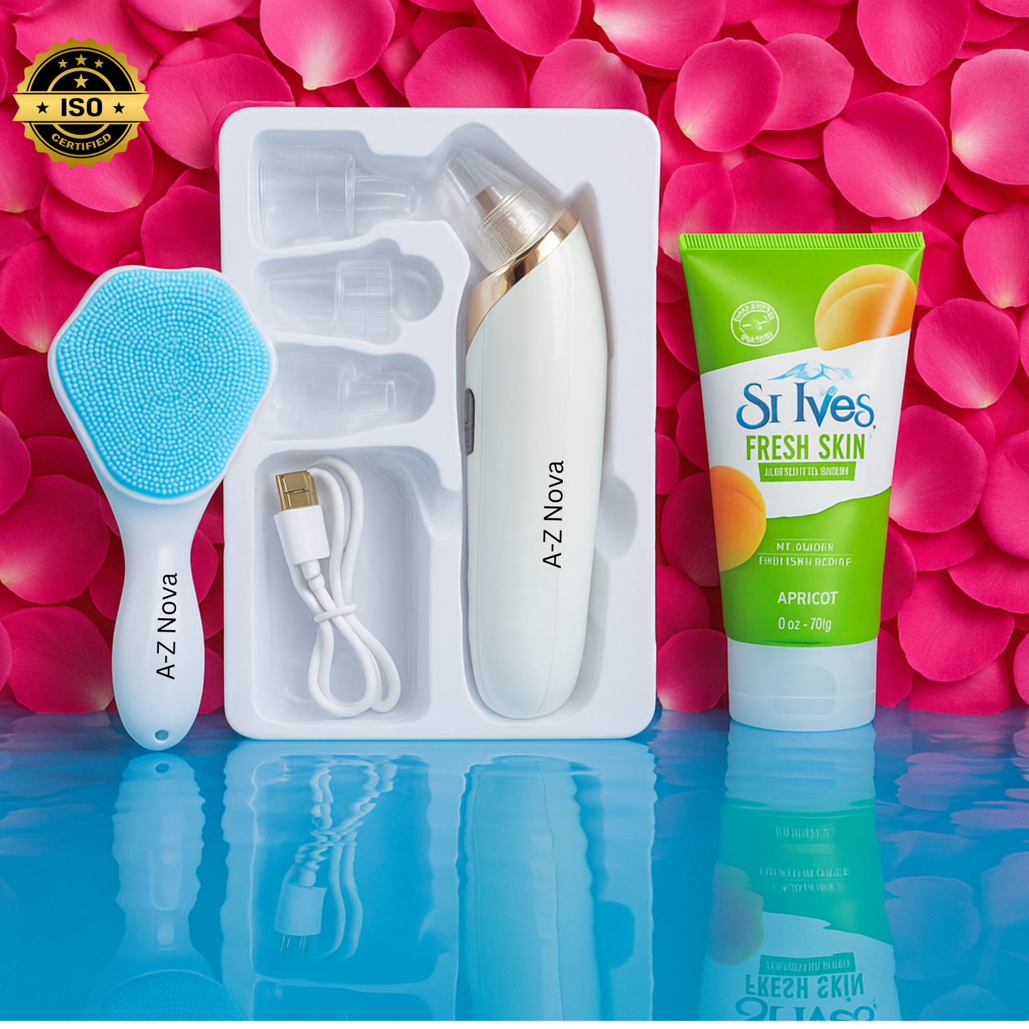 "GlowBoost™ 3-Step Skincare Kit – Deep Pore Cleanser cream + Vacuum Suction + Soft Scrub Brush"