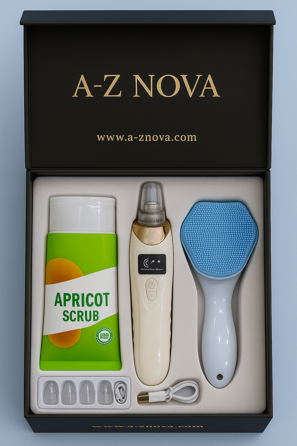 "GlowBoost™ 3-Step Skincare Kit – Deep Pore Cleanser cream + Vacuum Suction + Soft Scrub Brush"