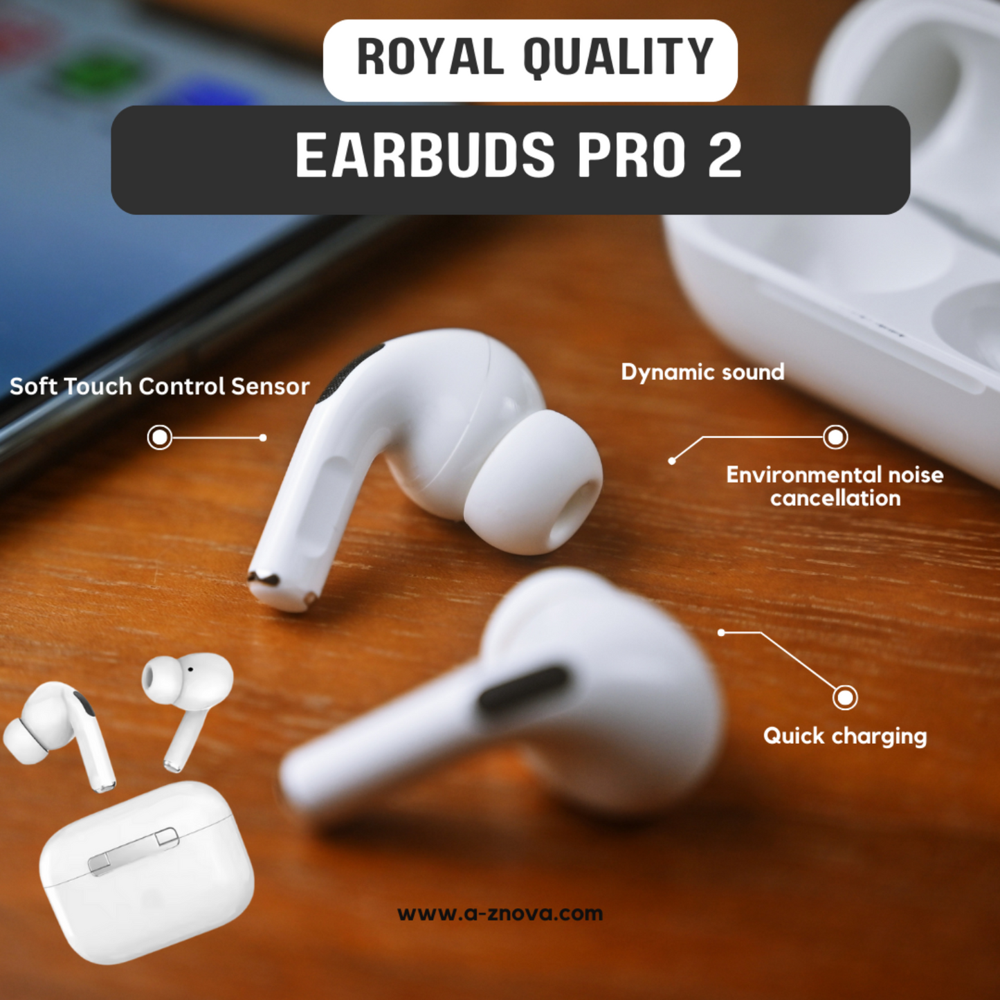 Earbuds Pro 2 โ Royal Quality | Super Sound Bass ๐ถ & Noise Cancellation ๐ง