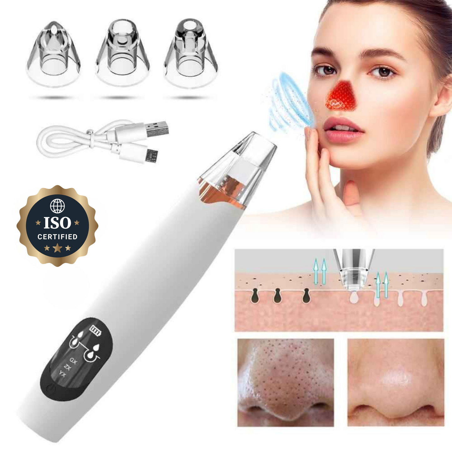 "GlowBoost™ 3-Step Skincare Kit – Deep Pore Cleanser cream + Vacuum Suction + Soft Scrub Brush"